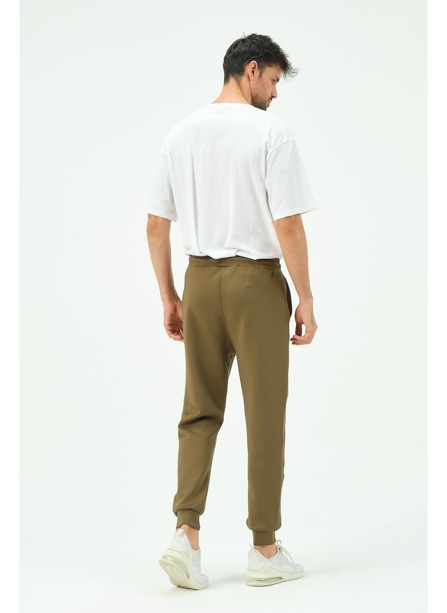 Men's Cuffed Leg Sweatpants with Side Pockets 851 Khaki