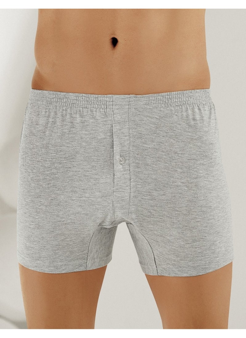 Combed Cotton Buttoned Boxer Gray ME010