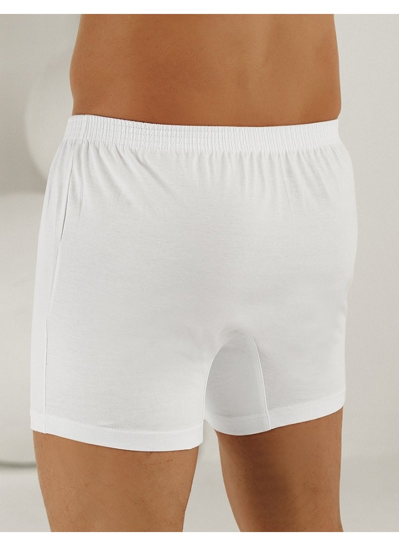 Men's White Combed Cotton Buttoned Boxer ME010