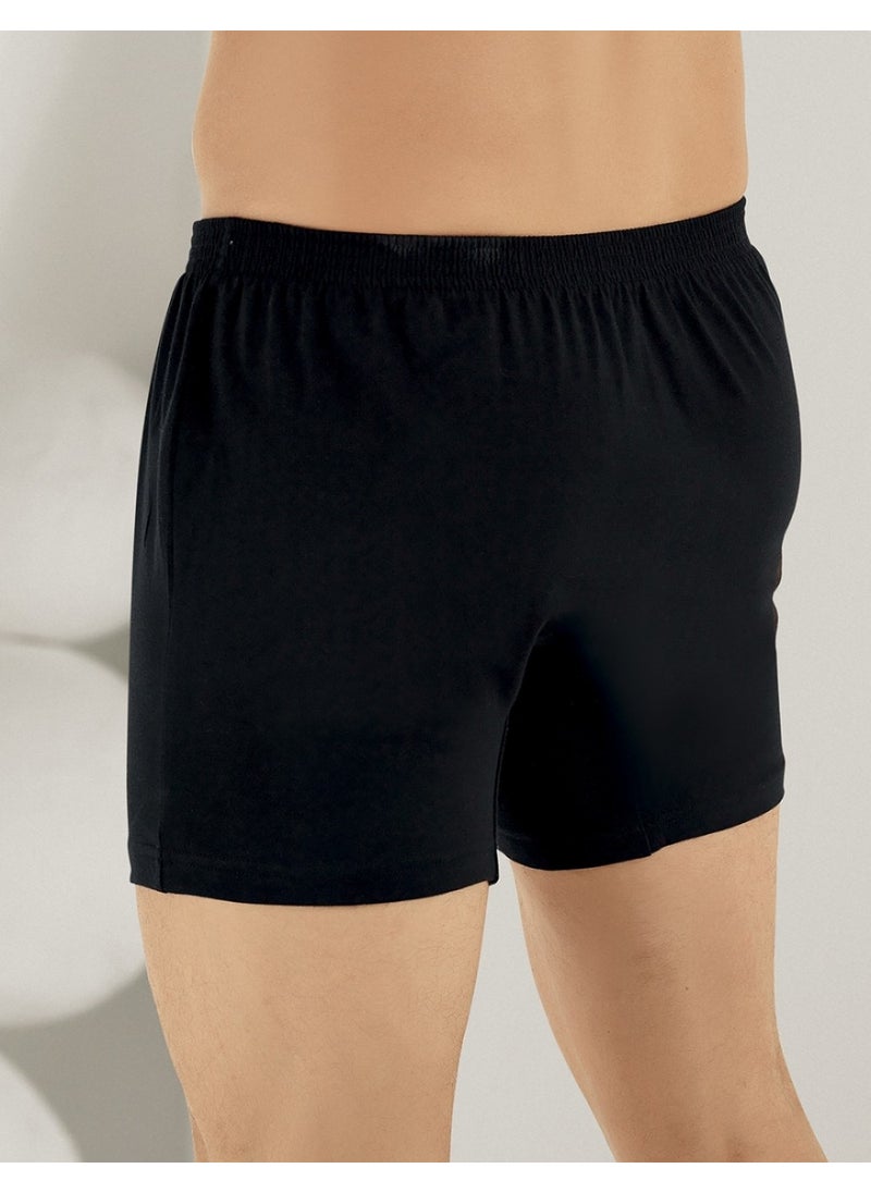 Combed Cotton Buttoned Boxer Black ME010