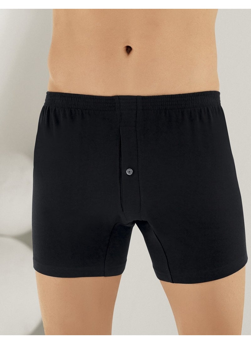 Combed Cotton Buttoned Boxer Black ME010