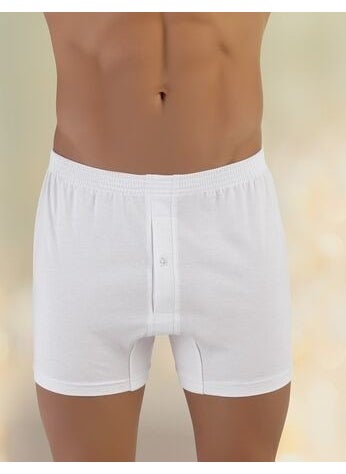 Combed Cotton Buttoned Boxer White ME010