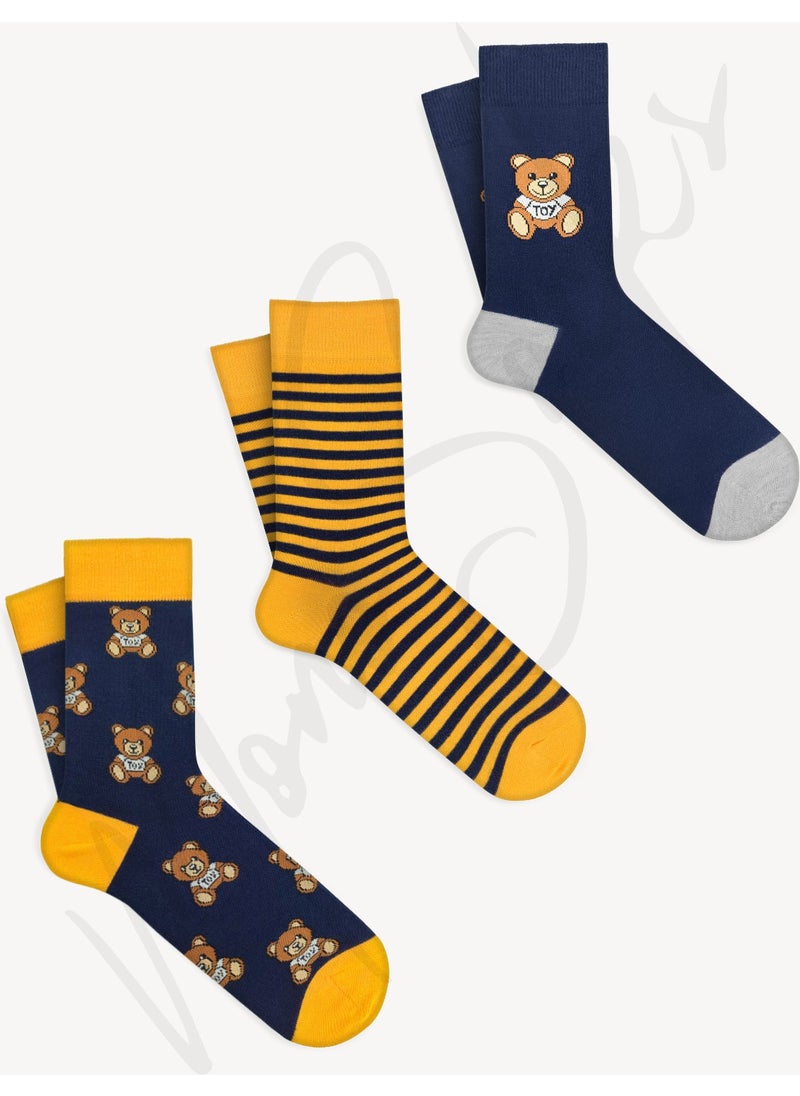 3-Piece Toy Teddy Bear Teddy Bear Patterned Socks