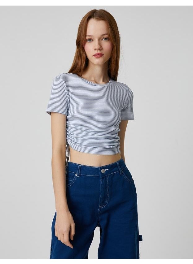 Crop T-Shirt Short Sleeve Crew Neck Slim Cut