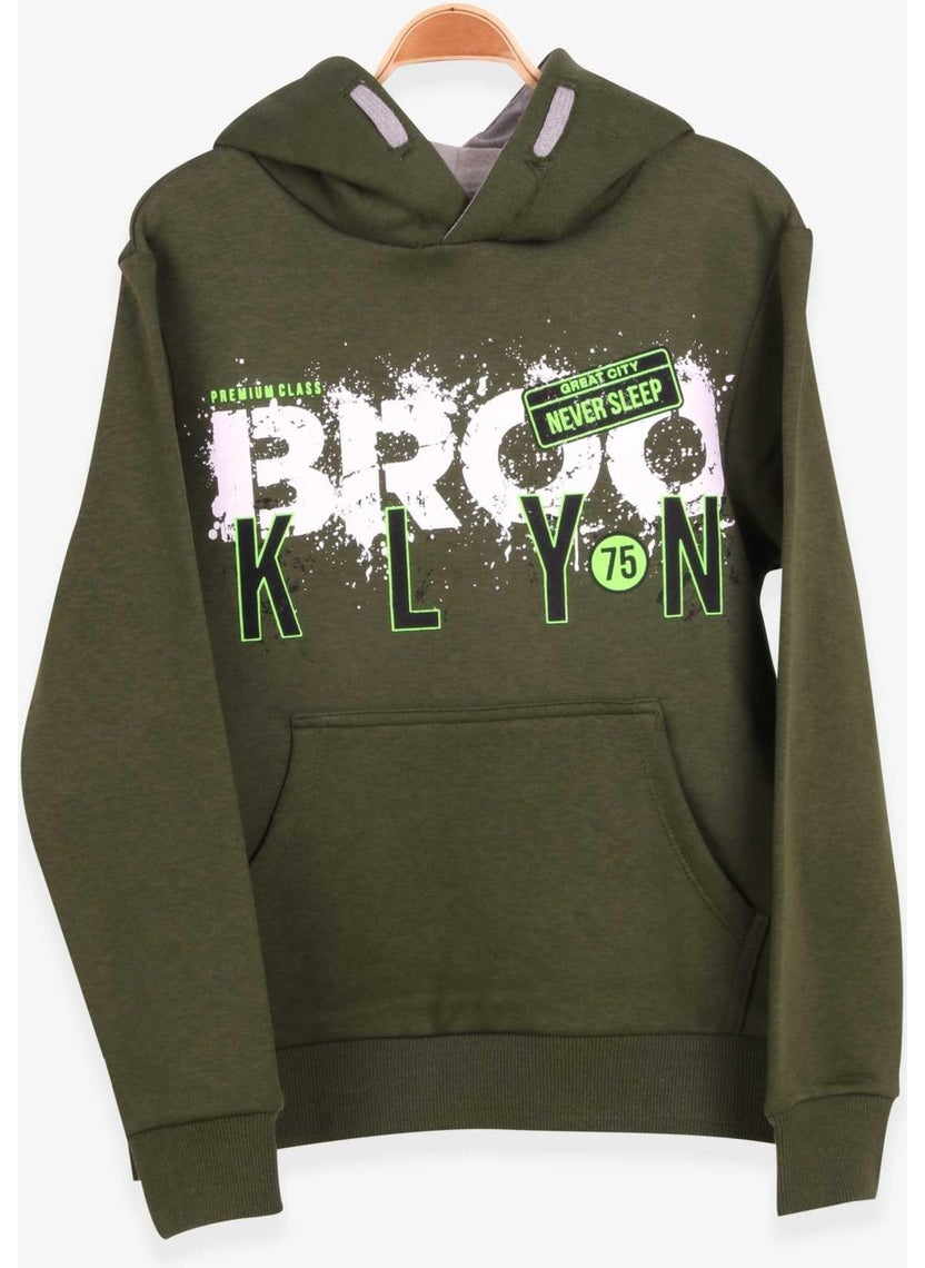 Breeze Boys Text Printed Sweatshirt Khaki Green (9-16 Years)