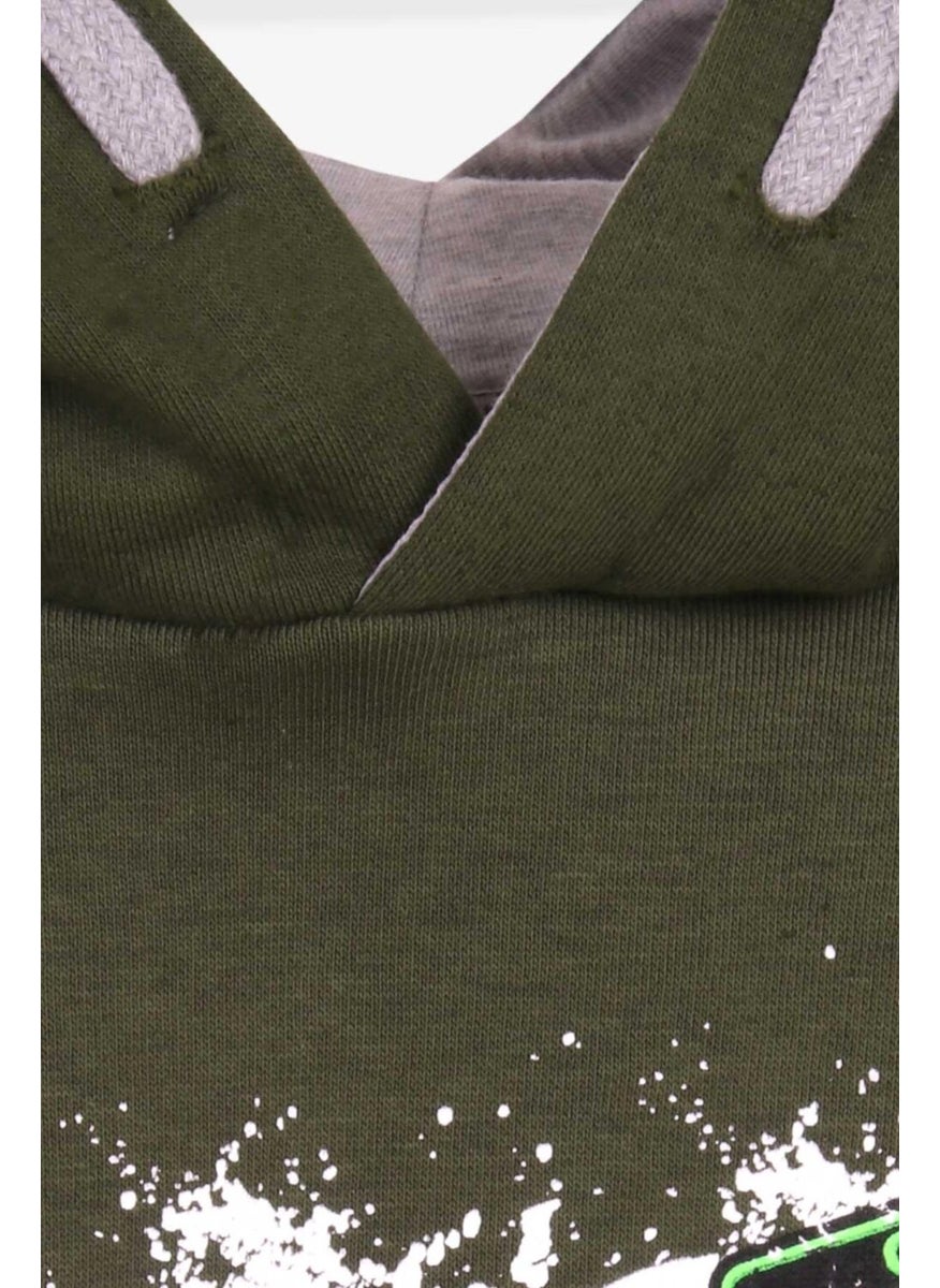 Breeze Boys Text Printed Sweatshirt Khaki Green (9-16 Years)