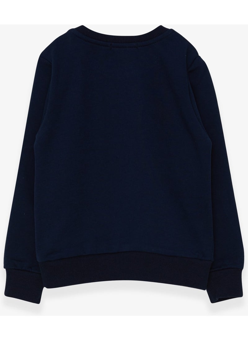 Breeze Boys Sweatshirt with Text Printed Navy (2-6 Years)