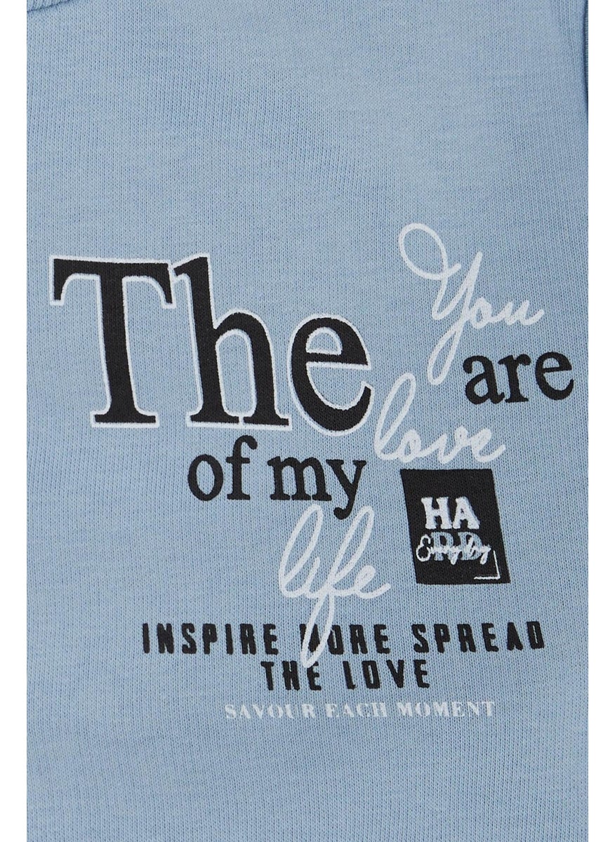 Breeze Boy's Sweatshirt with Text Printed, Age 8-14, Ice Blue