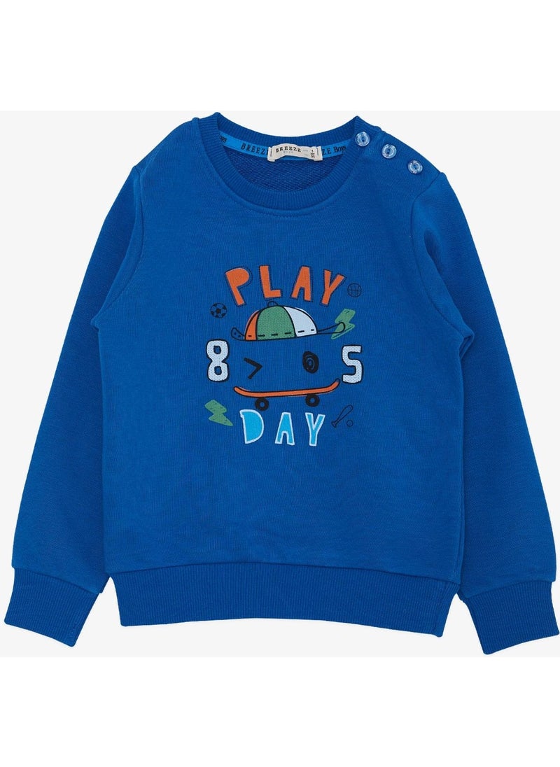 Breeze Girls & Boys Boy Sweathirt Play Day Themed 1.5-5 Years, Saks Blue