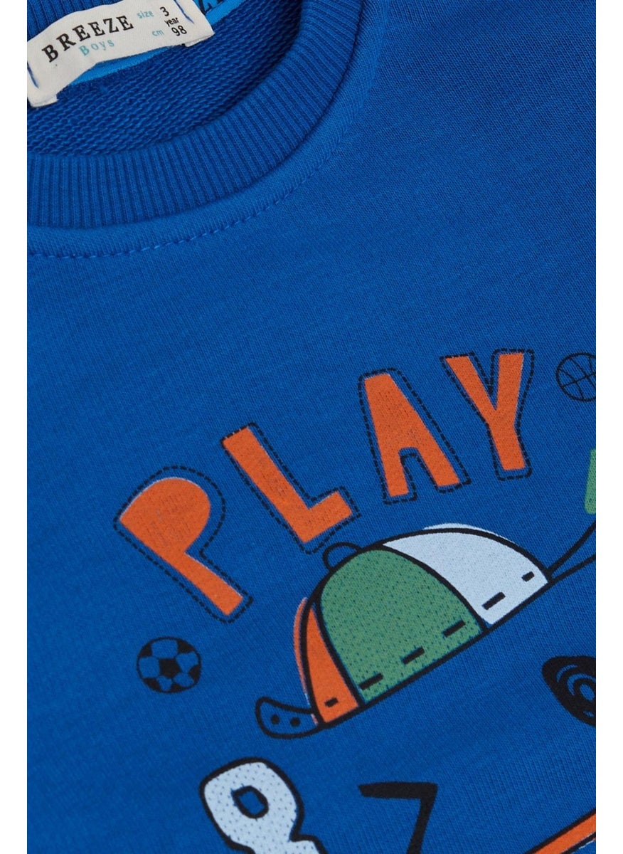 Breeze Girls & Boys Boy Sweathirt Play Day Themed 1.5-5 Years, Saks Blue