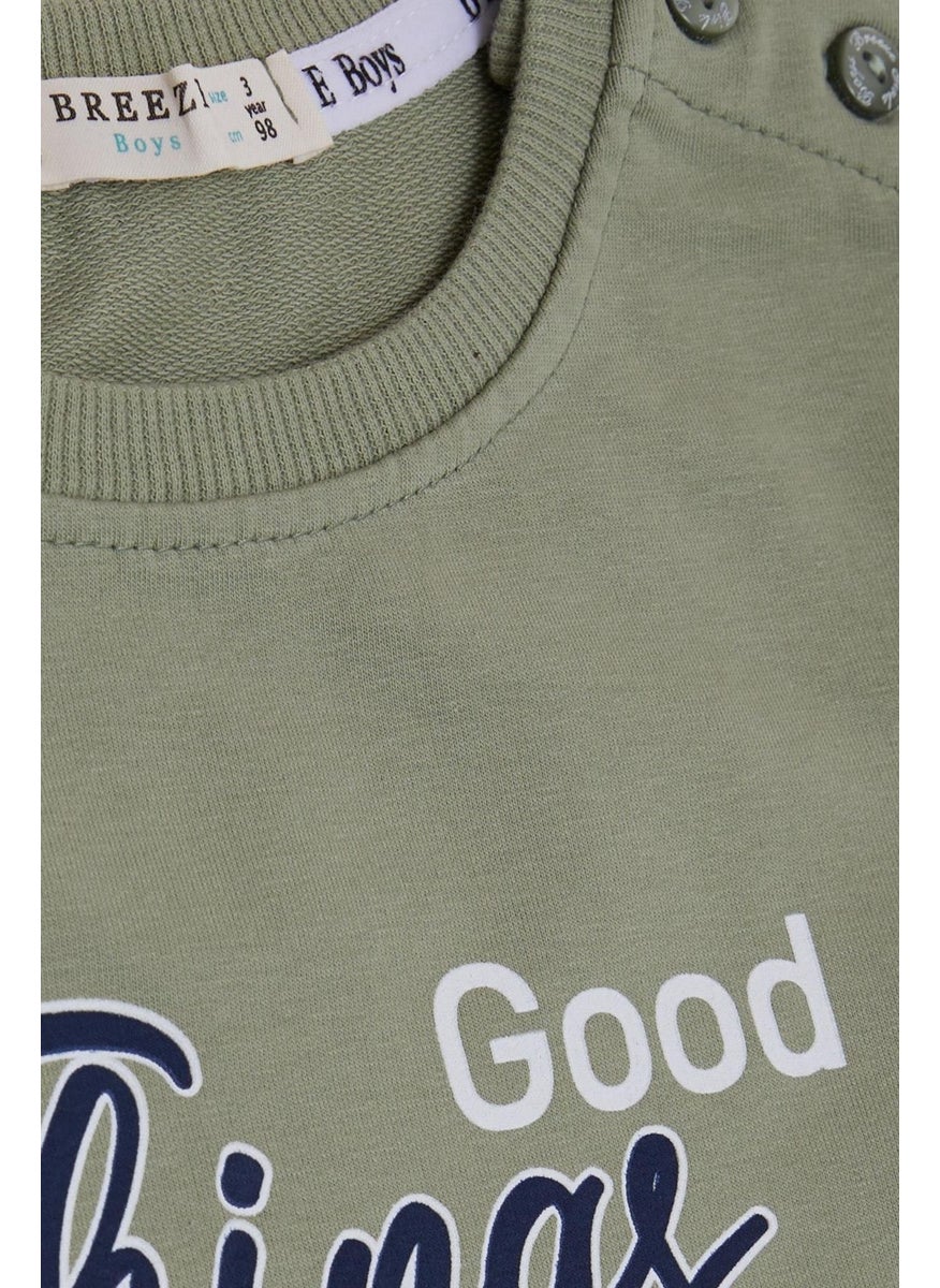 Breeze Girls & Boys Boy's Sweatshirt Text Printed, Age 2-6, Mint Green