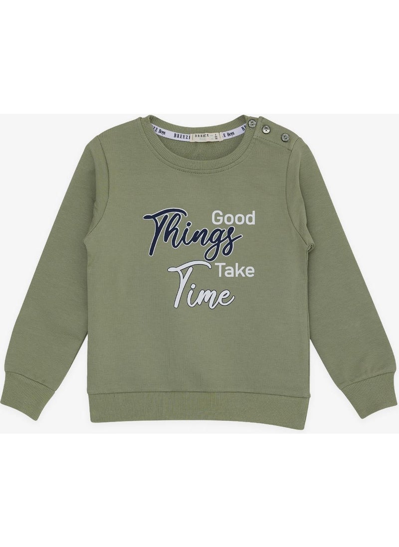 Breeze Girls & Boys Boy's Sweatshirt Text Printed, Age 2-6, Mint Green