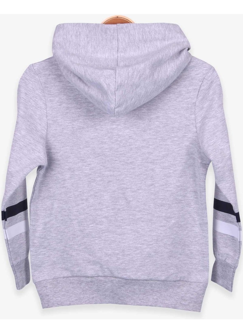 Breeze Boy's Sweatshirt Hooded Embroidered Gray Melange (Ages 9-15)