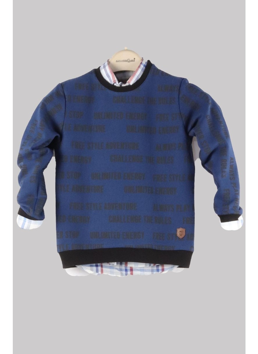 Patterned Crew Neck Kids Sweatshirt (C22-90400)