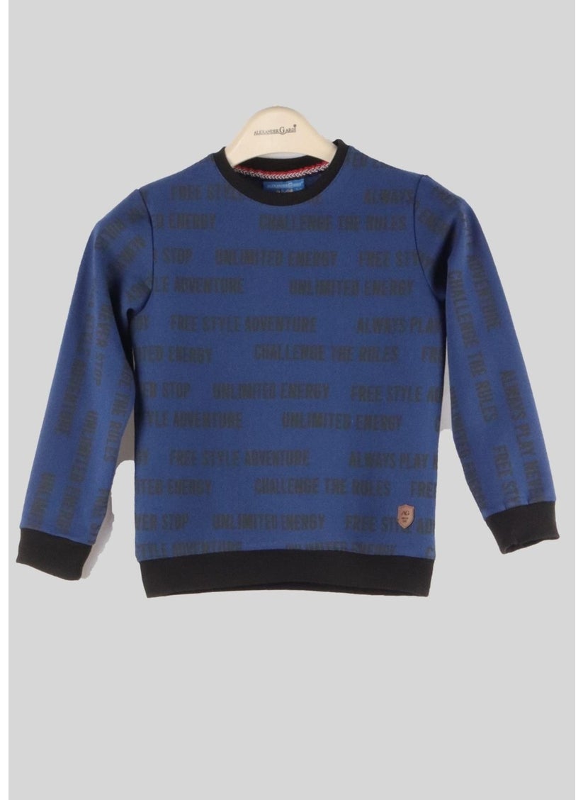 Patterned Crew Neck Kids Sweatshirt (C22-90400)