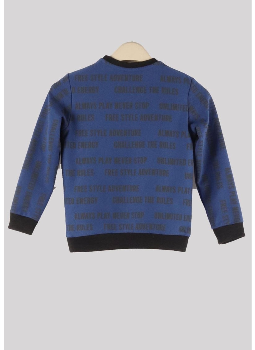 Patterned Crew Neck Kids Sweatshirt (C22-90400)