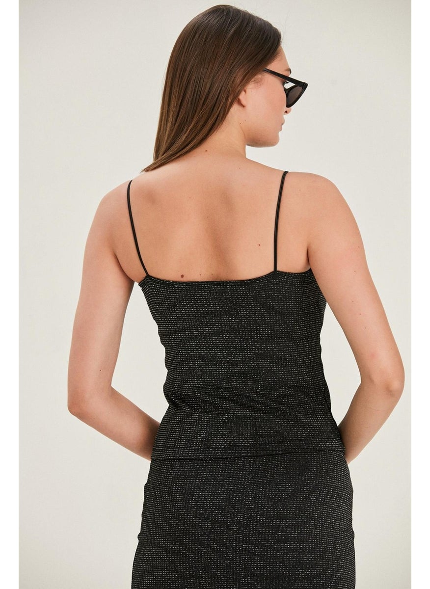 Glittery Strappy Blouse (B22-23400)