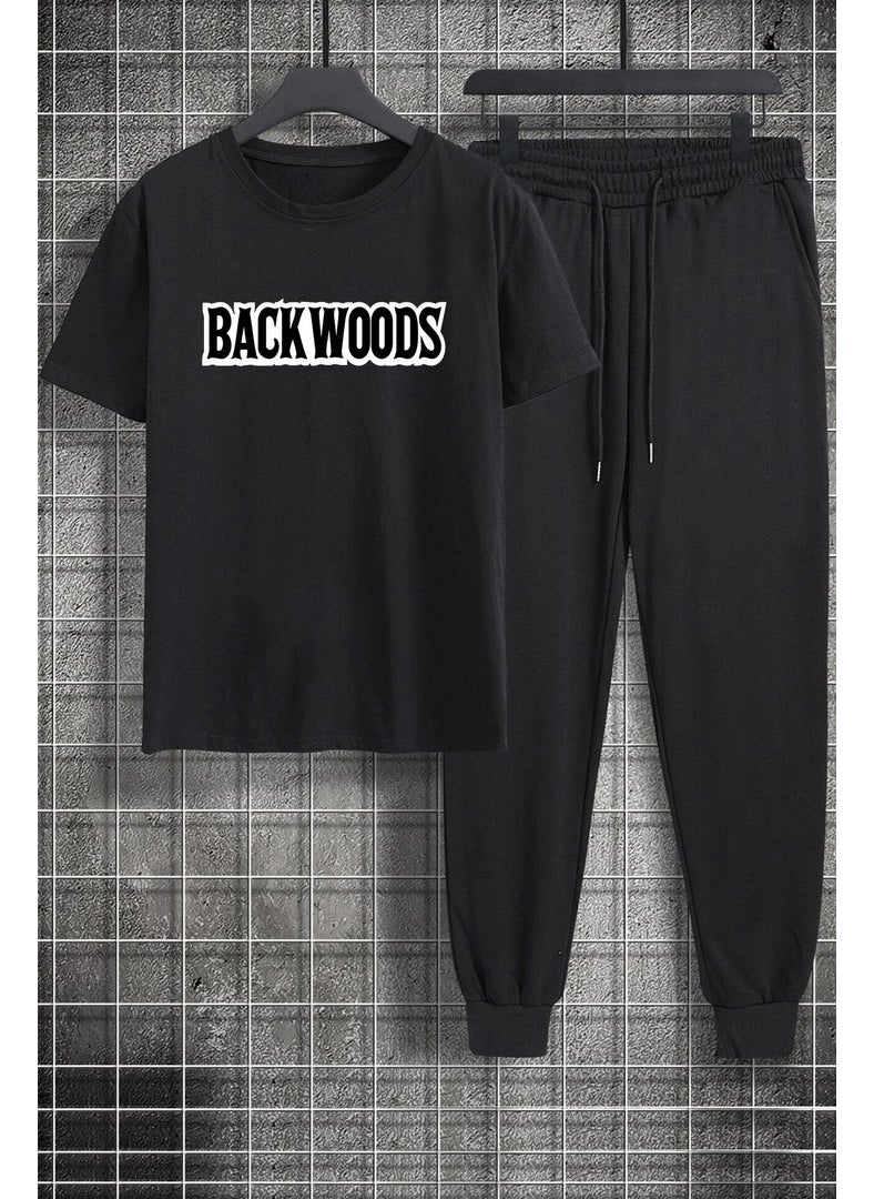 Unisex Backwoods Printed 2-Piece Tracksuit Set L. Black