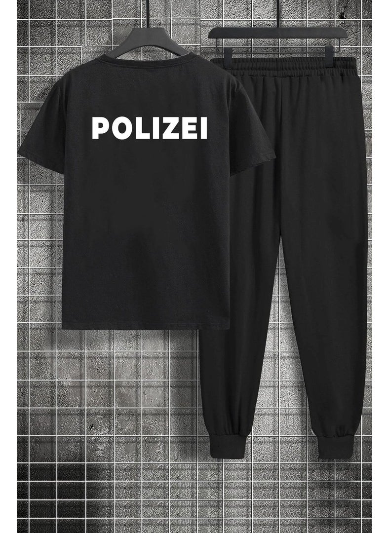 Unisex Polizei Printed 2-Piece Tracksuit Set S.m. Black