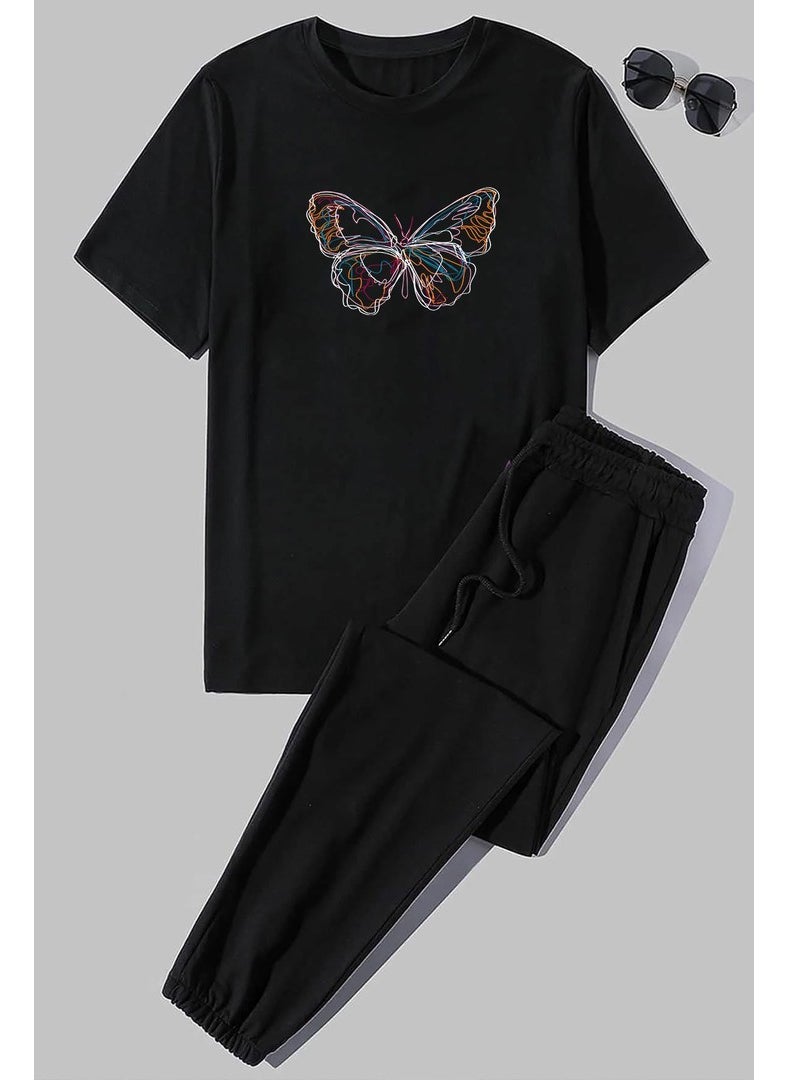 Unisex Butterfly 2-Piece Tracksuit Set S.m. Black