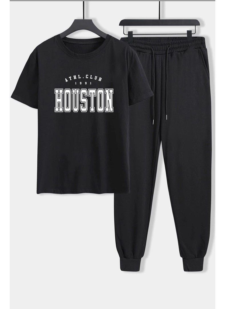 Unisex Houston Printed 2-Piece Tracksuit Set S.m. Black