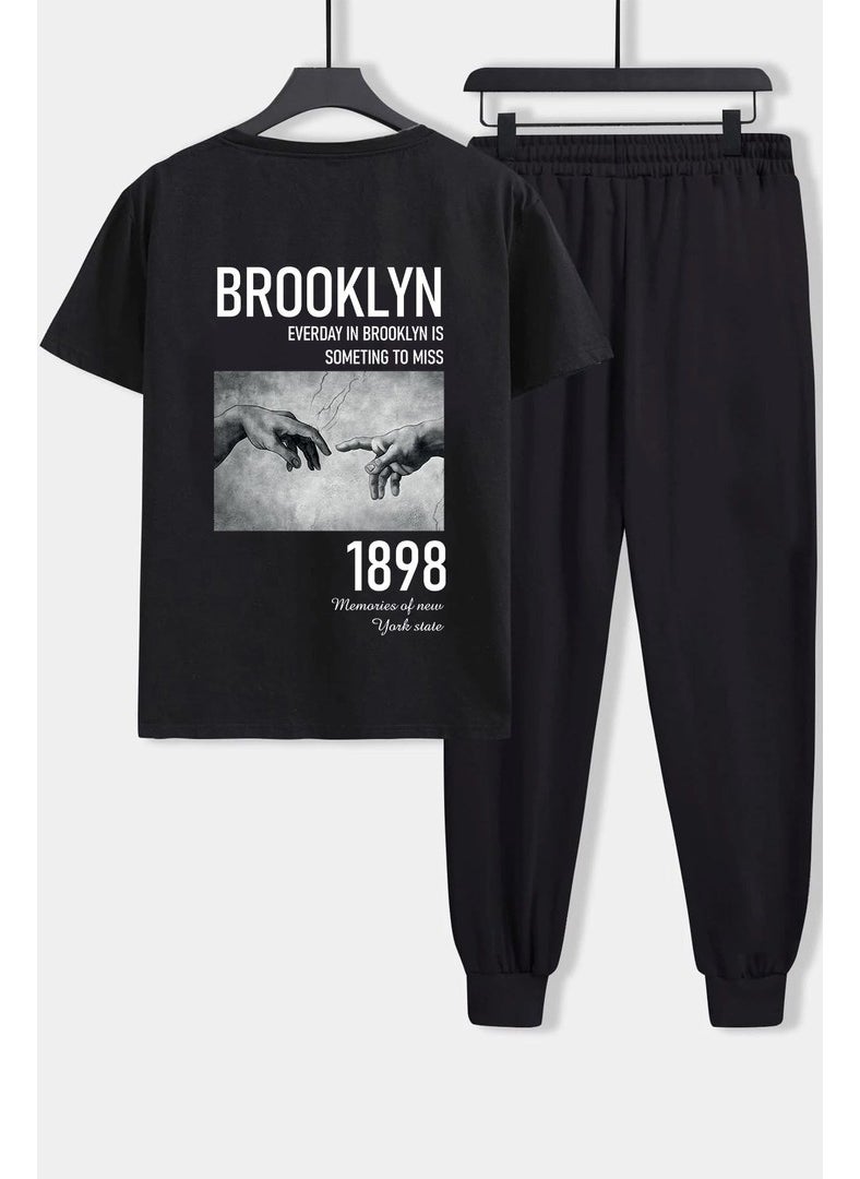 Unisex 1898 Brooklyn Printed 2-Piece Tracksuit Set S.m. Black