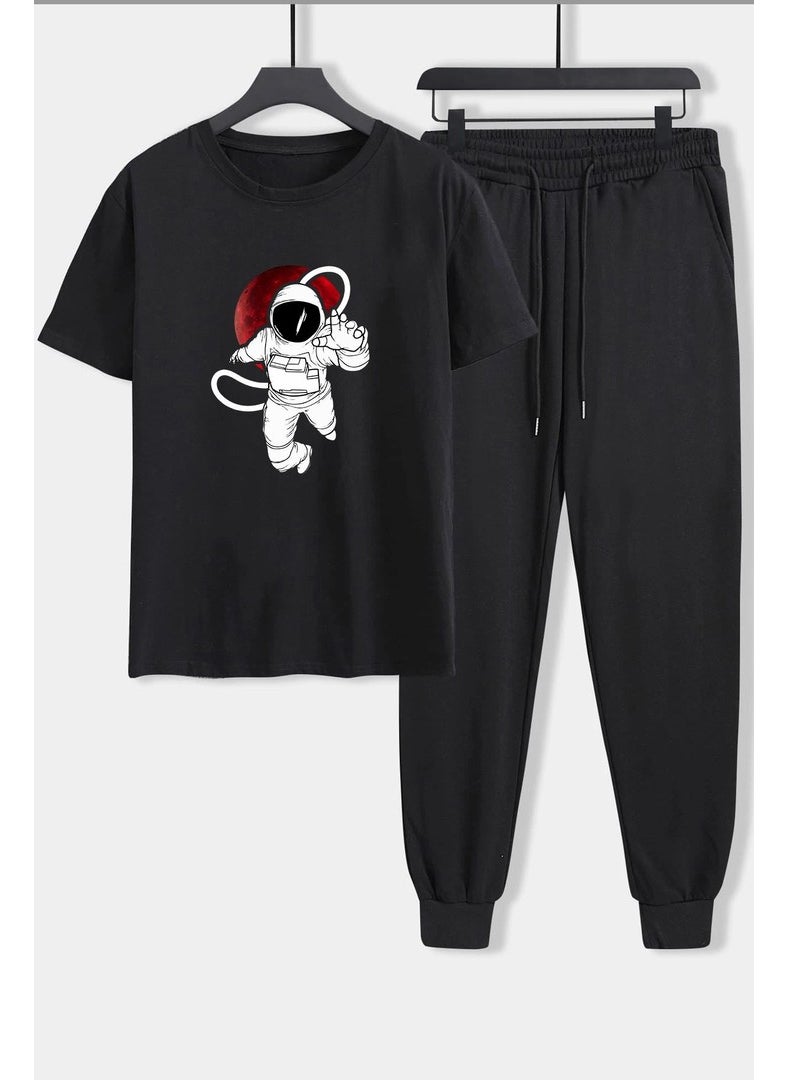 Unisex Nasa Printed 2-Piece Tracksuit Set S.m. Black