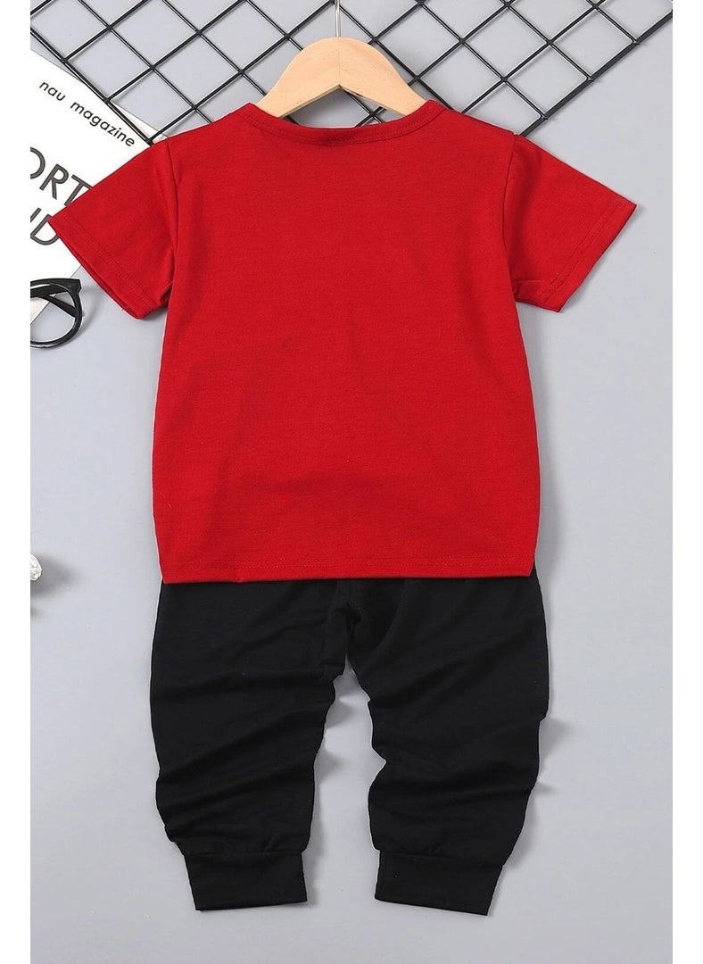 Kids Cedric Üzümlü Kekim Bottom - Top Tracksuit Set 3-4 Years Old Red