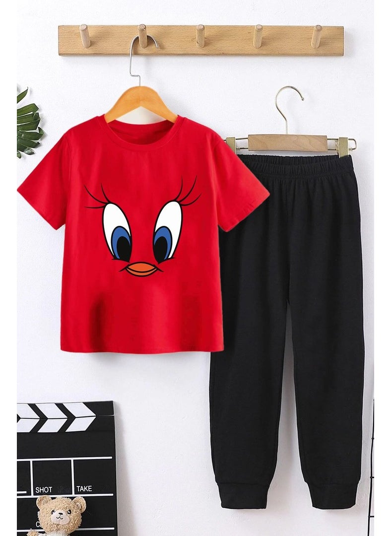 Kids Tweety Bottom - Top Tracksuit Set 3-4 Years Old Red