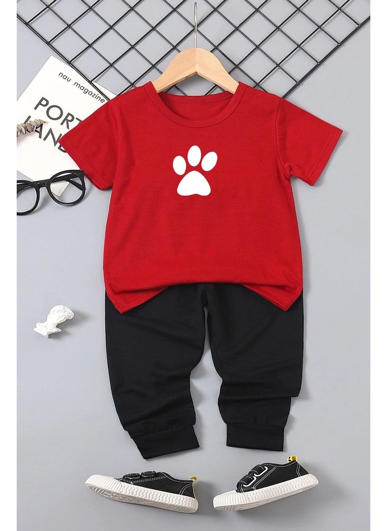 Childrens Paw Bottom - Top Tracksuit Set 3-4 Years Old Red