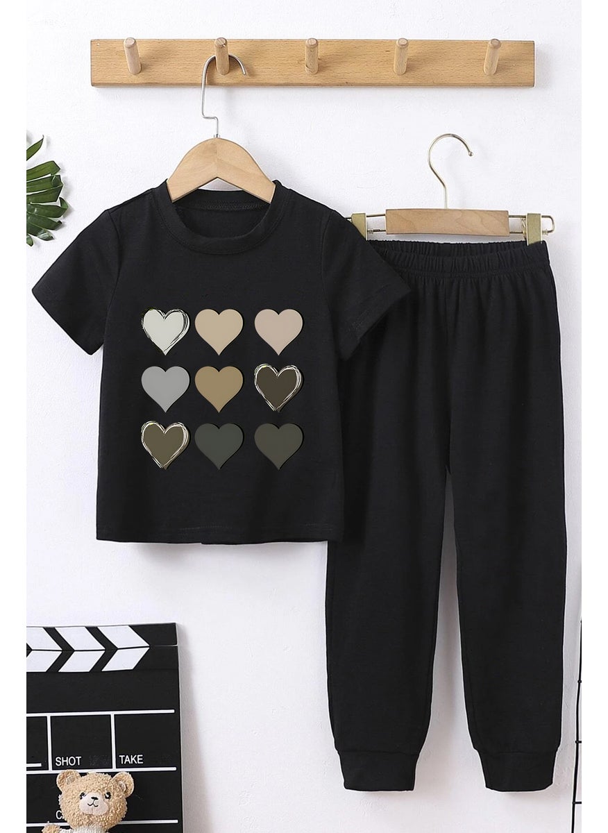 Childrens Heart Bottom - Top Tracksuit Set 3-4 Years Old Black