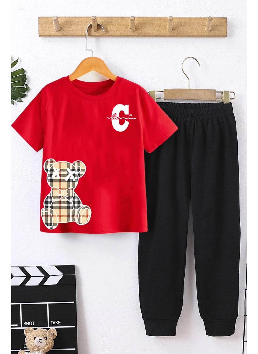 Childrens Bear Bottom - Top Tracksuit Set 3-4 Years Old Red