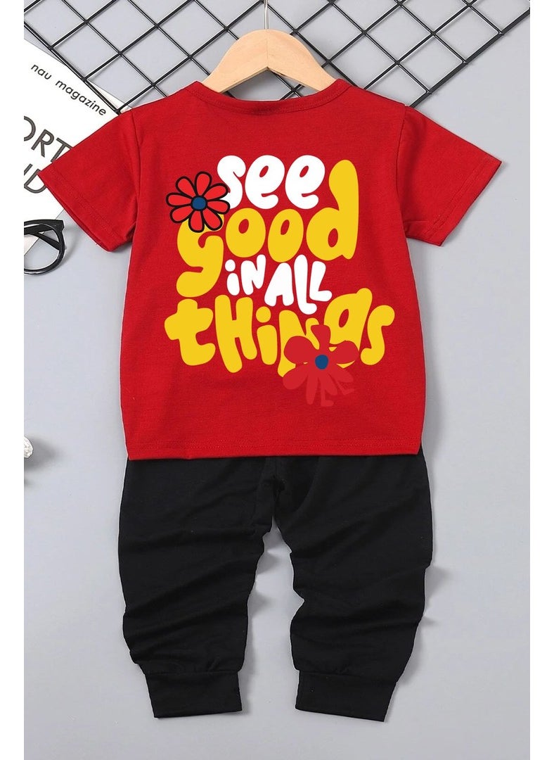 Kids Good Things Bottom - Top Tracksuit Set 3-4 Years Old Red