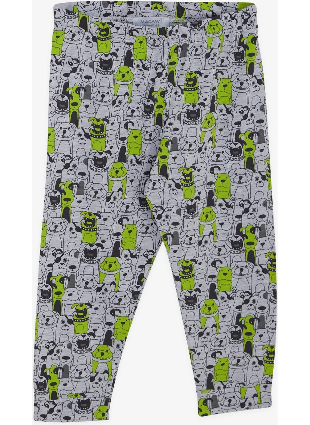 Macawı Boy's Pajama Set, Puppy Patterned, Age 3-7, Gray Melange