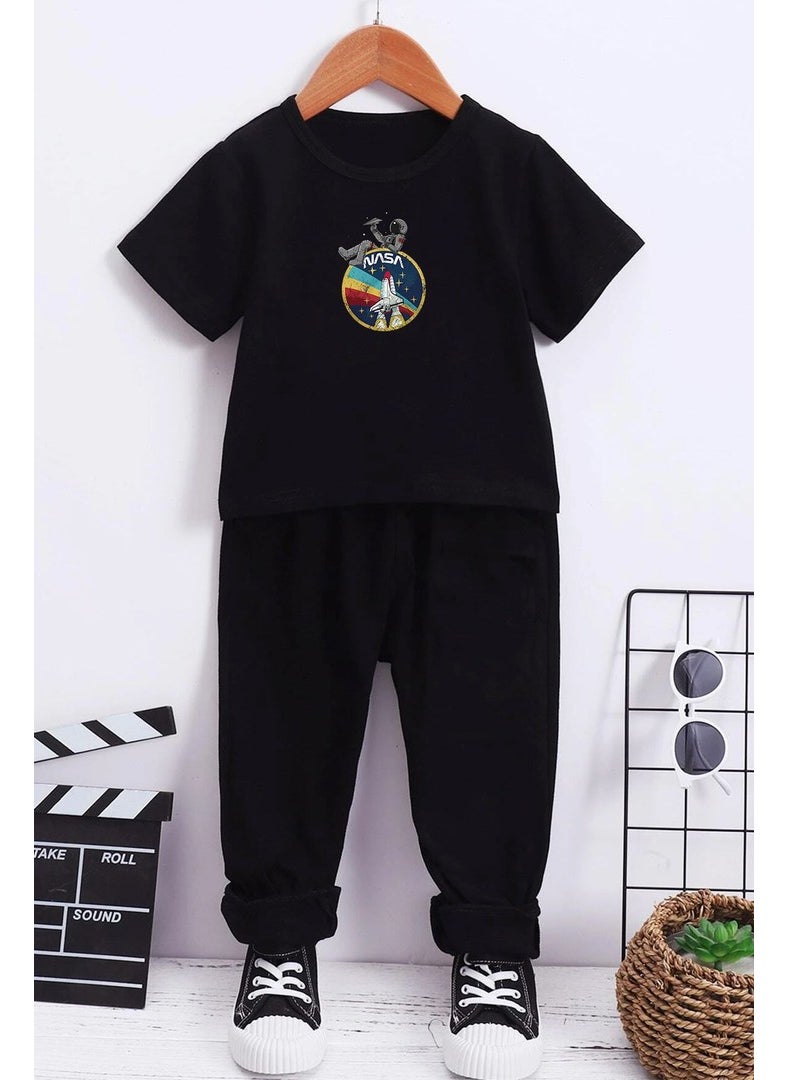 Kids Nasa Bottom - Top Tracksuit Set 3-4 Years Old Black