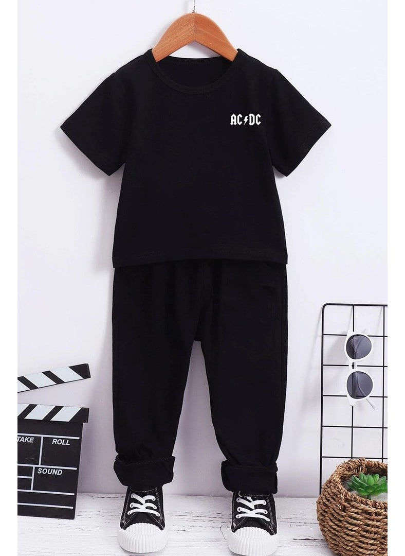 Childrens Acdc Bottom - Top Tracksuit Set 3-4 Years Old Black