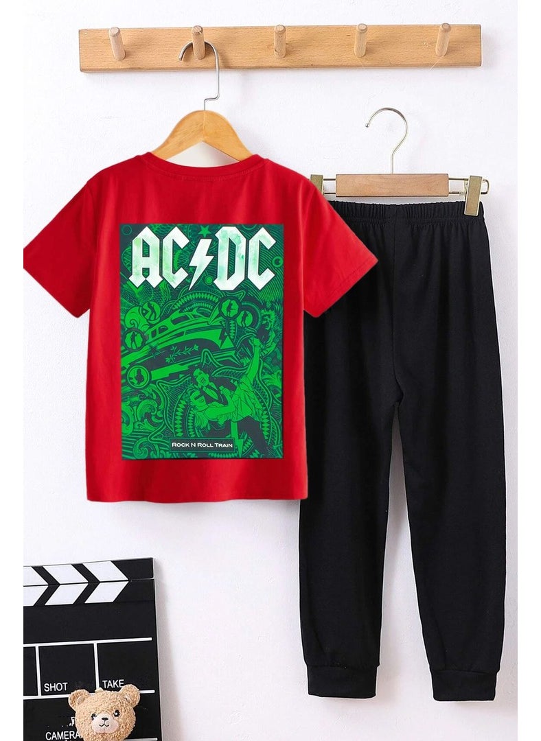 Childrens Acdc Bottom - Top Tracksuit Set 3-4 Years Old Red