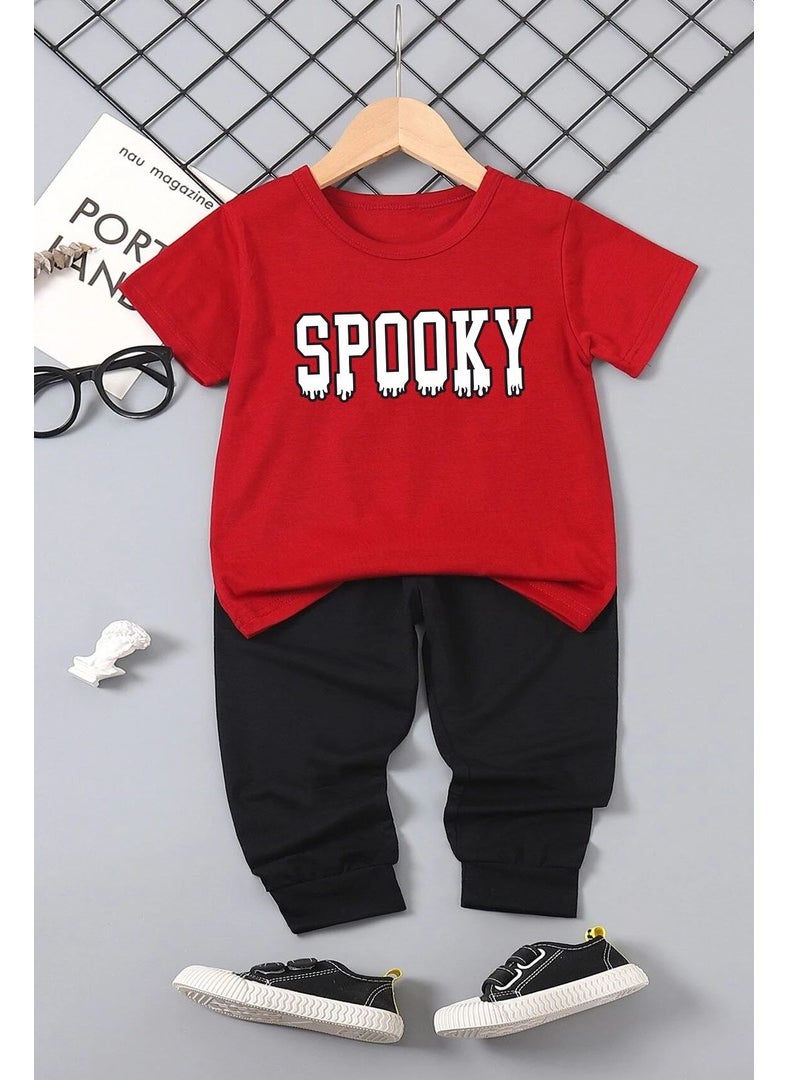 Childrens Spooky Bottom - Top Tracksuit Set 3-4 Years Old Red