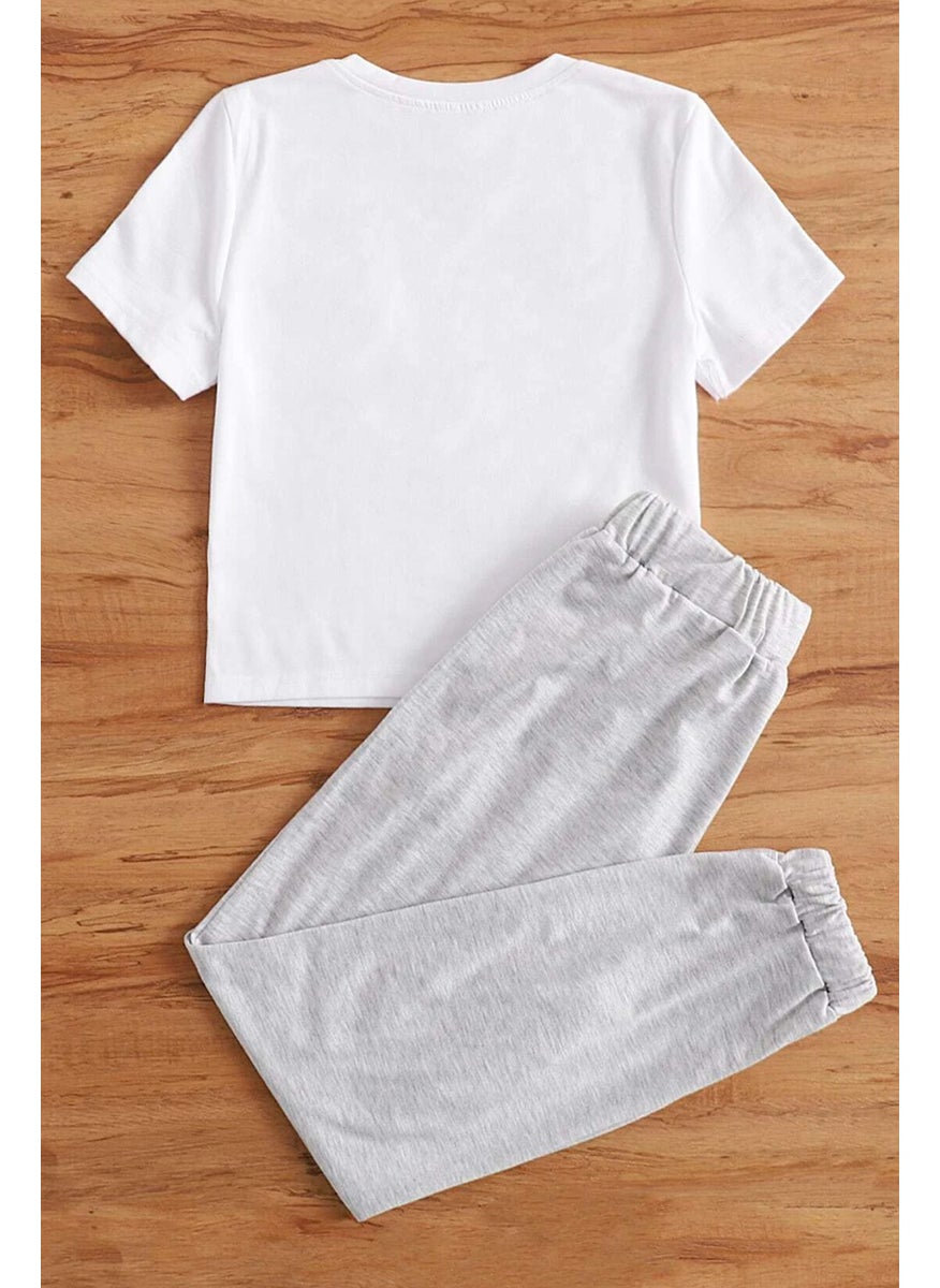 Kids Malibu Bottom - Top Tracksuit Set 3-4 Years Old White