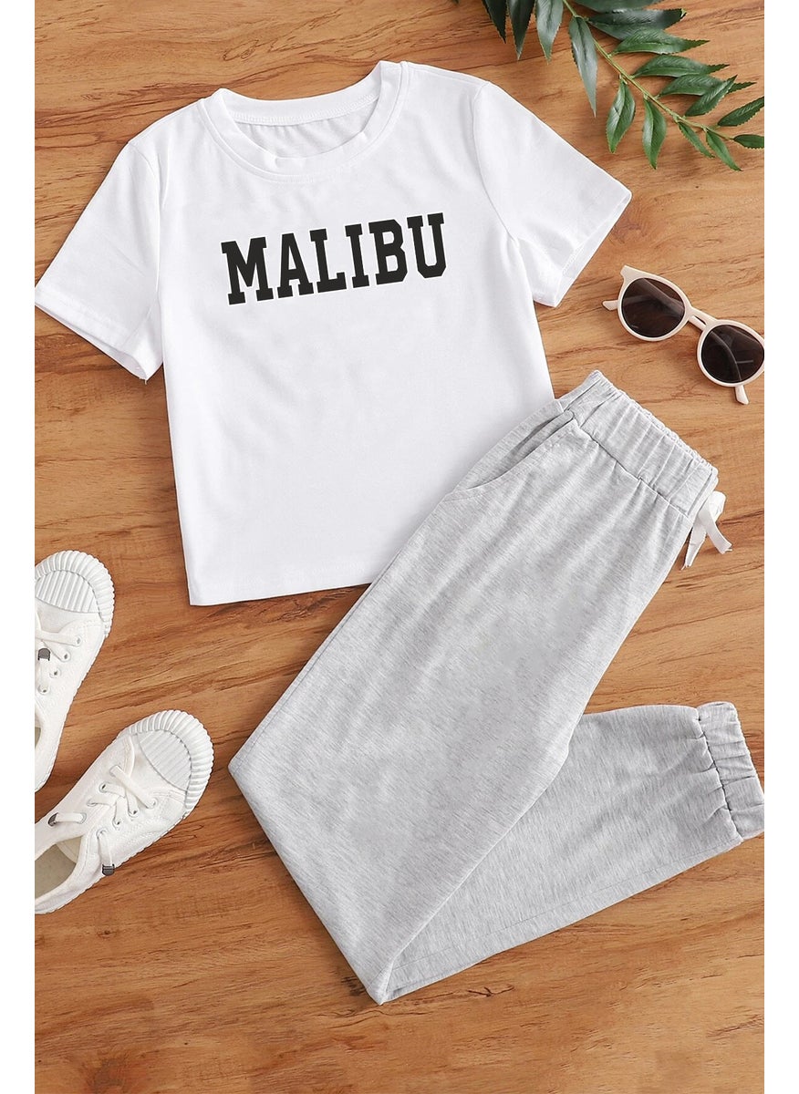 Kids Malibu Bottom - Top Tracksuit Set 3-4 Years Old White