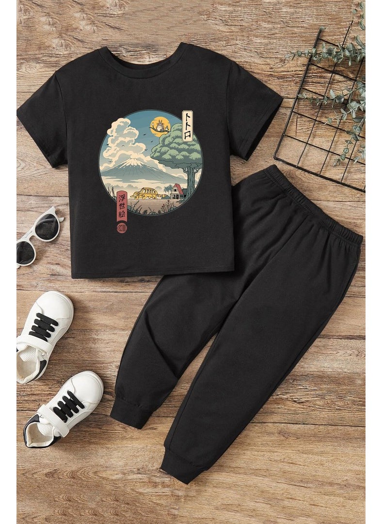 Kids Neighbors Ukiyo E Bottom - Top Tracksuit Set 3-4 Years Old Black