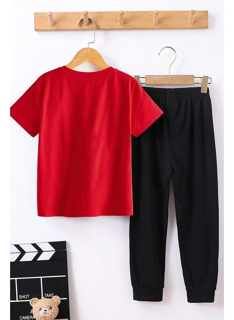 Kids Neighbors Ukiyo E Bottom - Top Tracksuit Set 3-4 Years Old Red