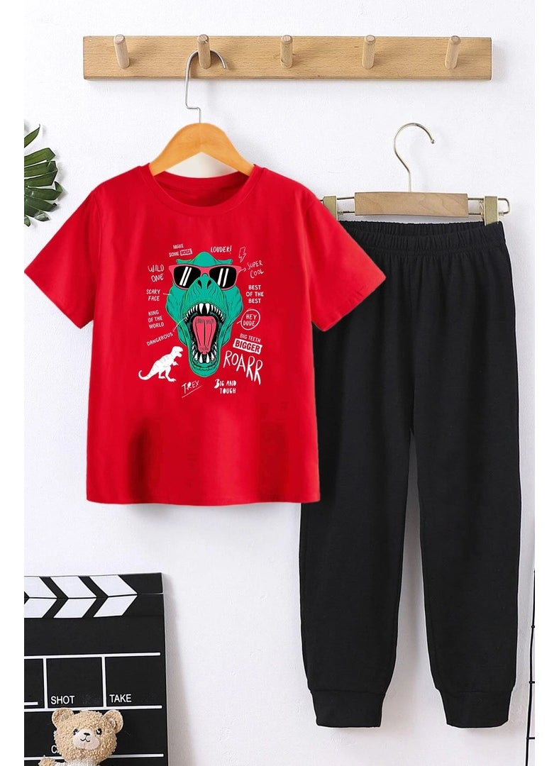 Childrens T - Rex Bottom - Top Tracksuit Set 3-4 Years Old Red