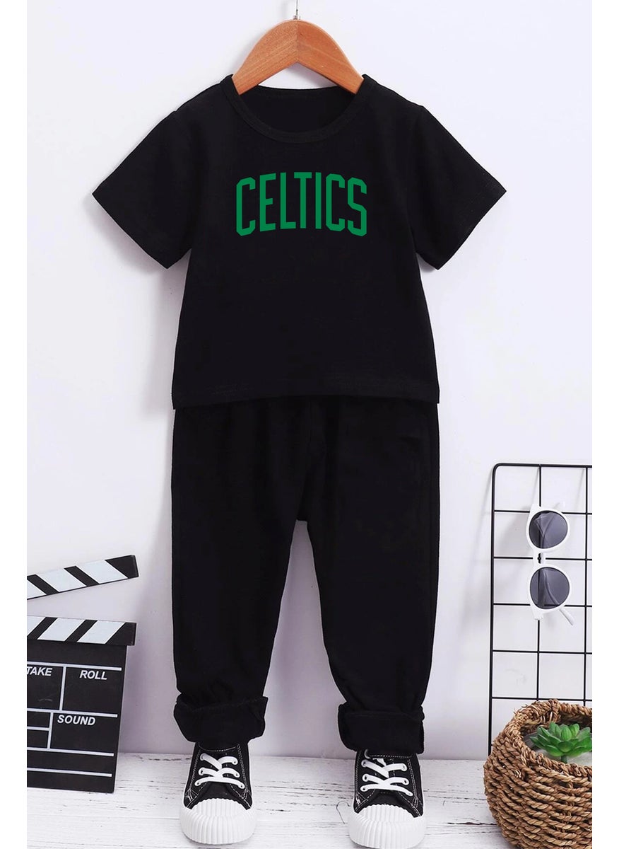 Childrens Celtics Bottom - Top Tracksuit Set 3-4 Years Old Black