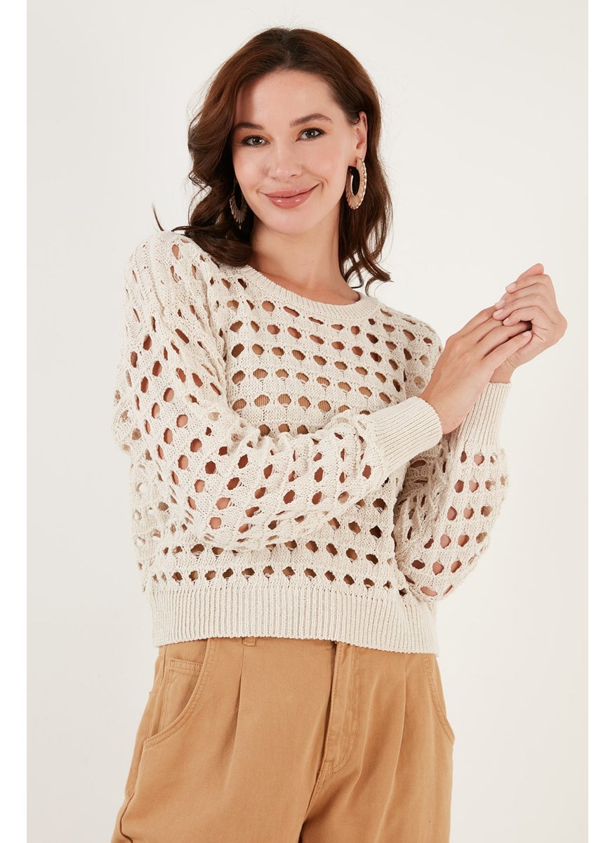 Openwork Knitted Sweater Women's Sweater 6071533