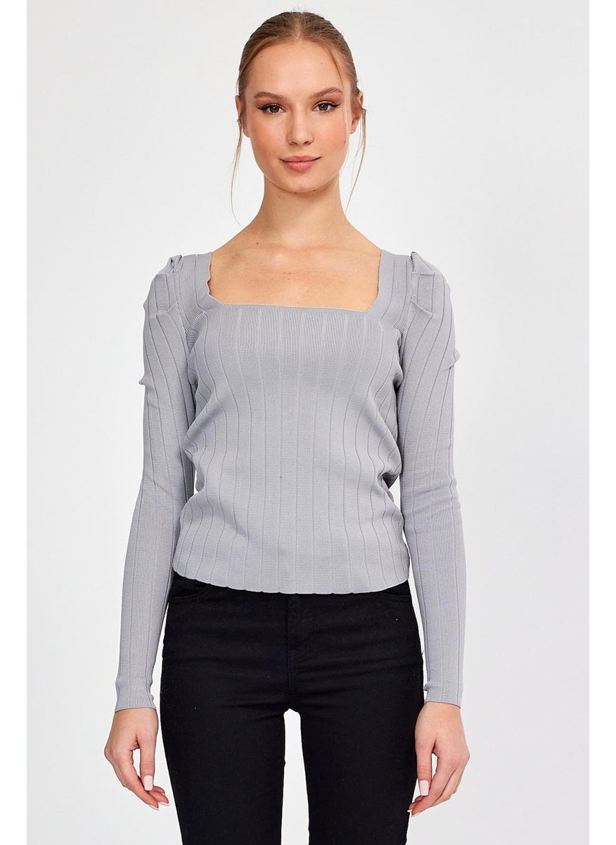 Alexandergardı Square Collar Sleeve Pleated Knitwear Sweater (A91983-S)