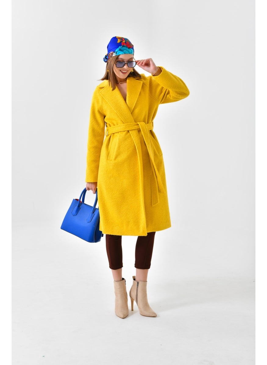 Ftz Women Women's Cashmere Coat Yellow