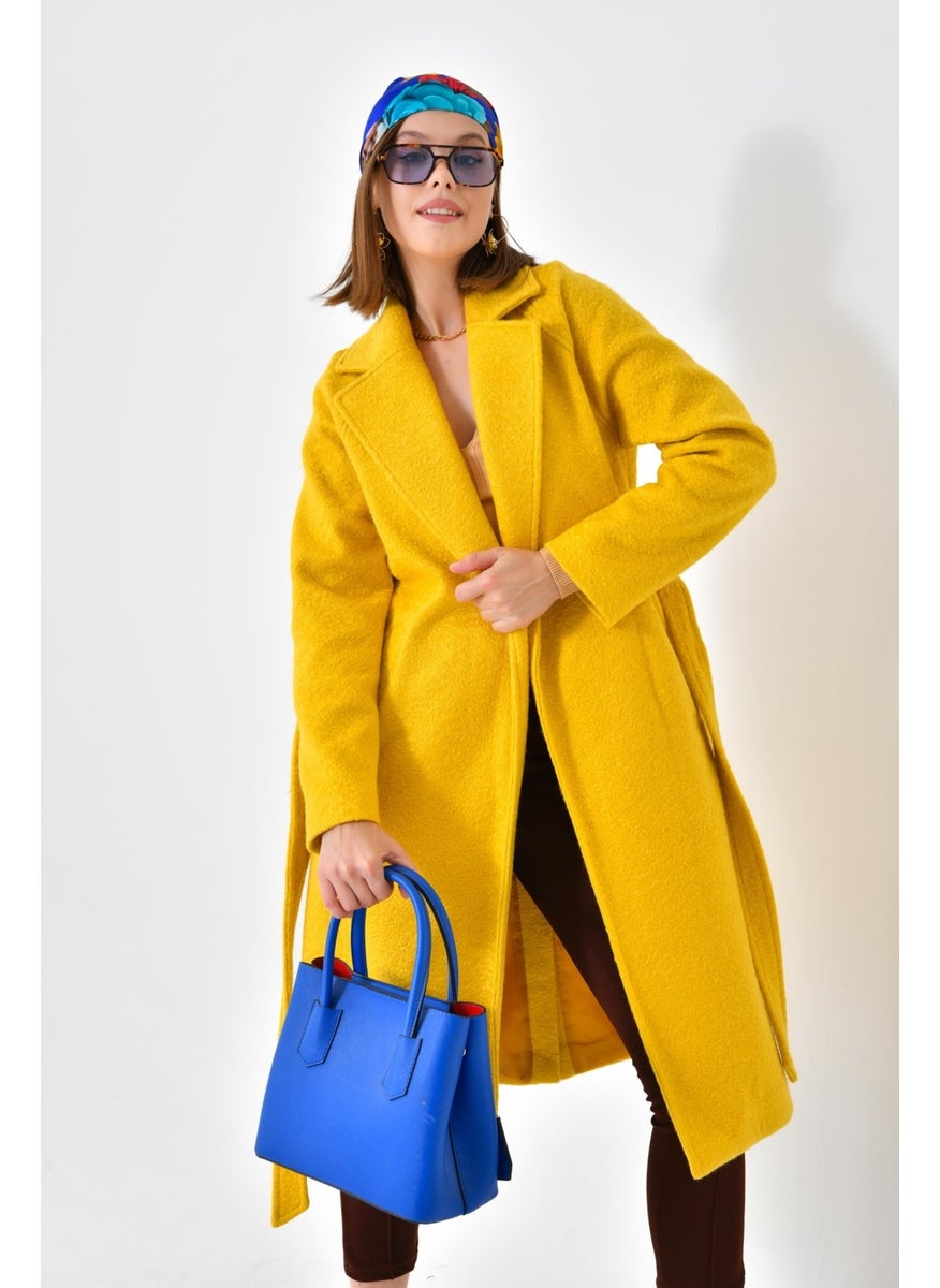 Ftz Women Women's Cashmere Coat Yellow