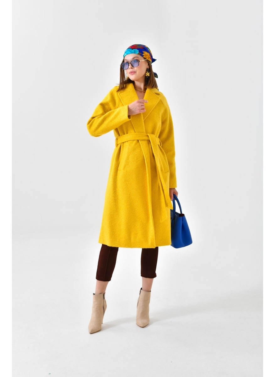 Ftz Women Women's Cashmere Coat Yellow