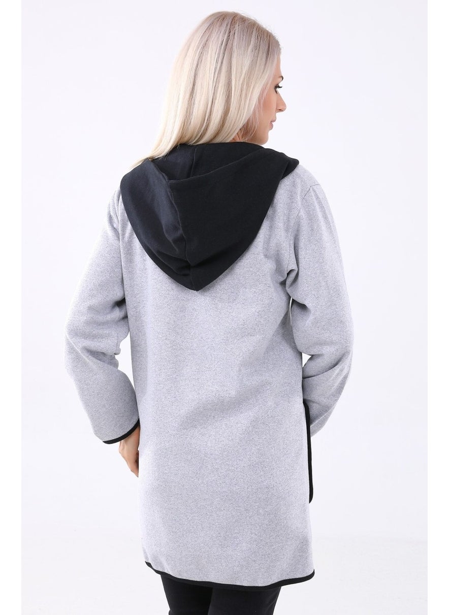 Seasonal Hooded Pocket Women's Long Jacket 757